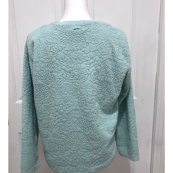 Oscar De La Renta Women’s Green Embossed Floral Scoop Long Sleeve Sweate… - Picture 3 of 10